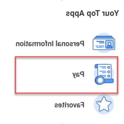 myURHR Top Apps example, highlighting Pay.